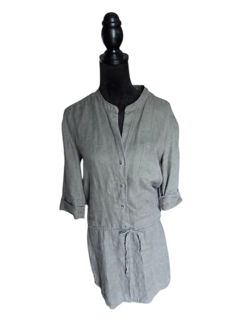 James Perse Linen Dress Shirt In Olive, Minimalist, Quality